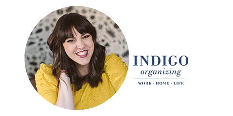 Headshot and logo for Amanda Jefferson of Indigo Organizing