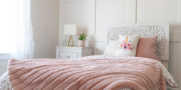 White Bedroom With Pink Blanket