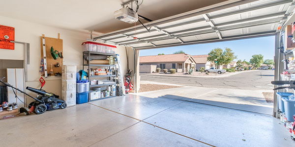 Clean Garage With Open Garage Door