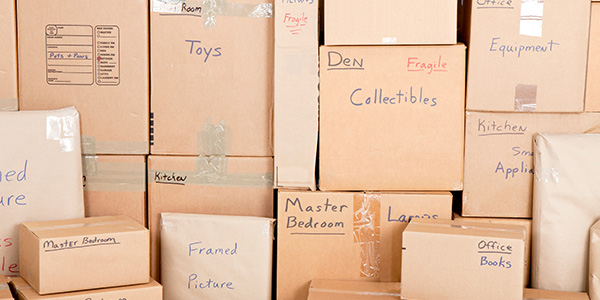 Stacks of Labeled Moving Boxes