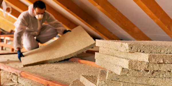 Man Installing Insulation in Attic