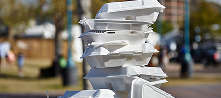 Stack of White Styrofoam Food Containers