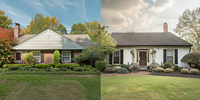 Modernized house before and after.