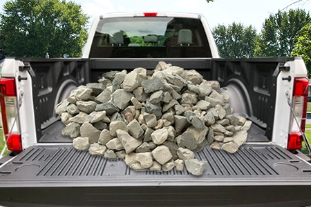 Pickup Truck Bed Filled With Rocks