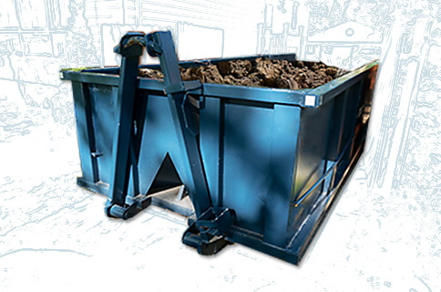 Dumpster Filled With Dirt on Blueprint Background